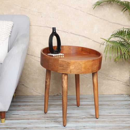 Handcrafted Orbital Accent Wooden Table
