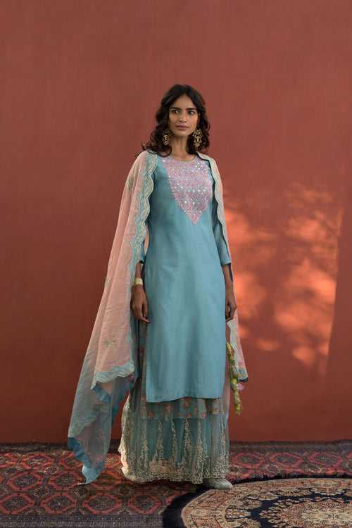 GULbagh- kurta, A LINE sharara pants & dupatta