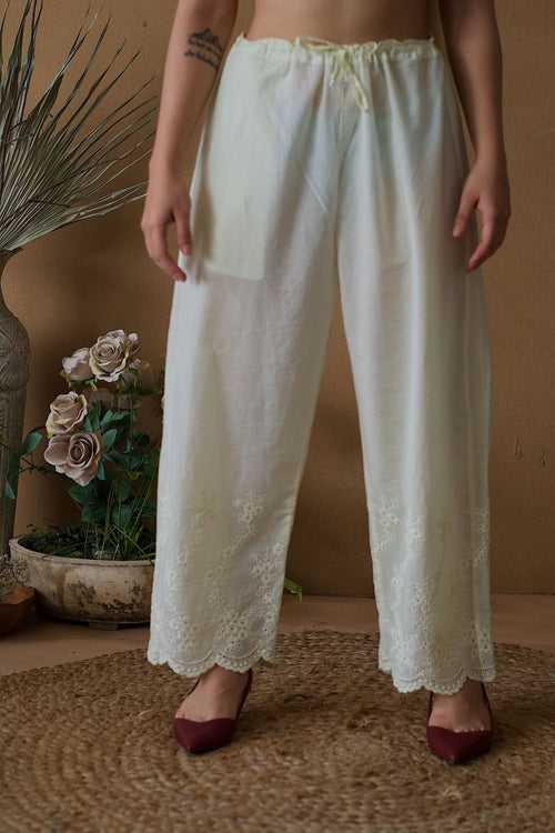 IVORY SCHIFFLI PANTS