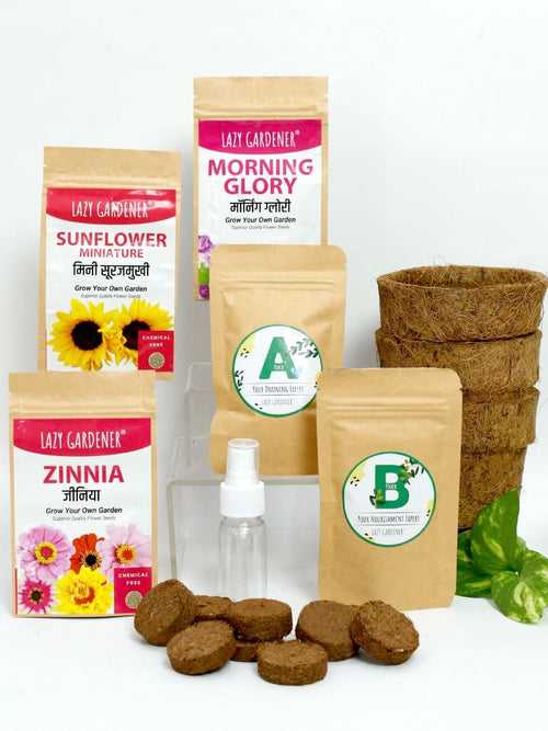 Summer Flowers Grow Kit (Zinnia, Morning Glory, Sunflower)