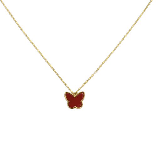 Red Stone Butterfly Necklace