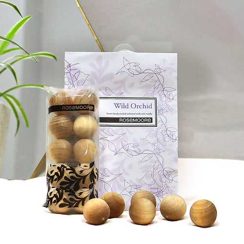 Rosemoore Pomegranate Wooden Balls & Scented Wild Orchid Sachet Combo