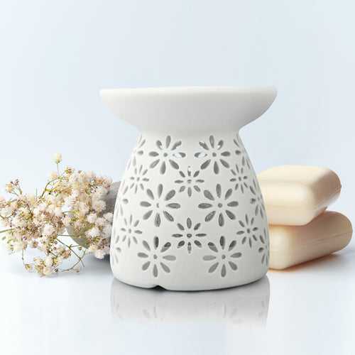 Porcelain Oil Burner - Free Two Pieces  Scented Oil -15 ml Each (Crystal Rose | Cranberry& Fig)