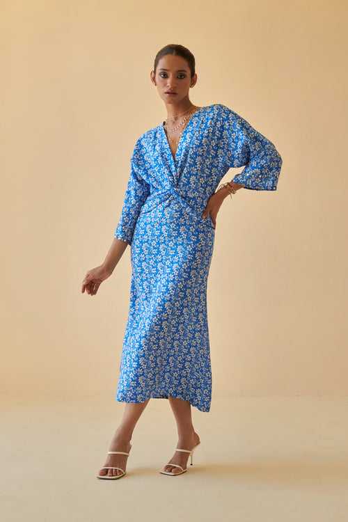 Blue Jaal Knot Dress