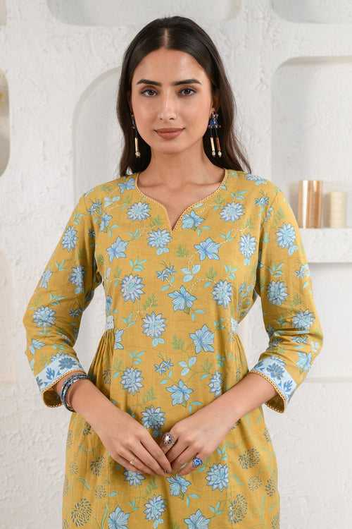 Mustard Gathered Kurta