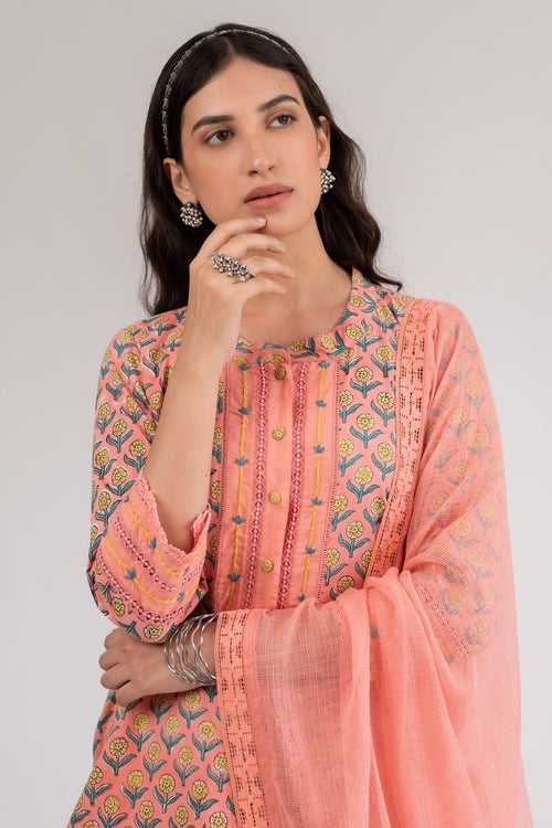 Raspberry Embroidered Kurta