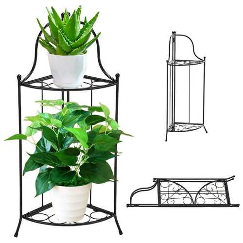 2 Tier Metal Corner Flower Stand