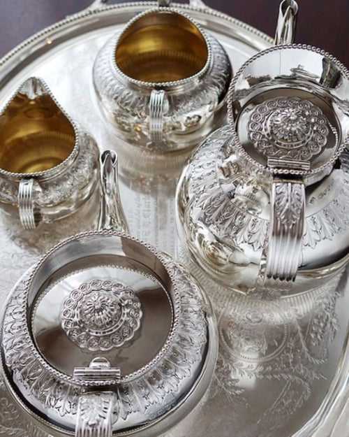 Elite Classic Silver Plated Tea Tray Set