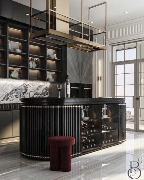 Solaria Black Marble Modern Bar