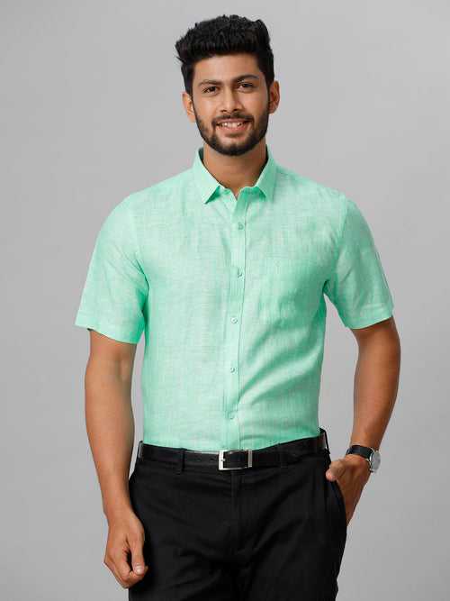 Mens Heroic Pure Linen Striped Green Colour Shirt LS15