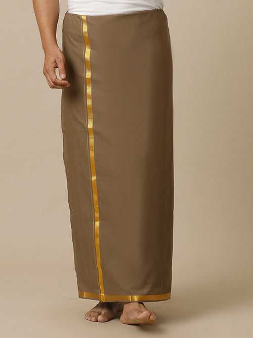 Mens Color Dhoti with 3/4" Gold Jari Border Cosmic 12 (BUT)