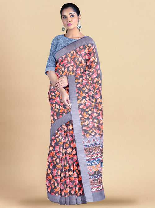 Women Luxurious Semi Linen Digital Printed Saree SL103