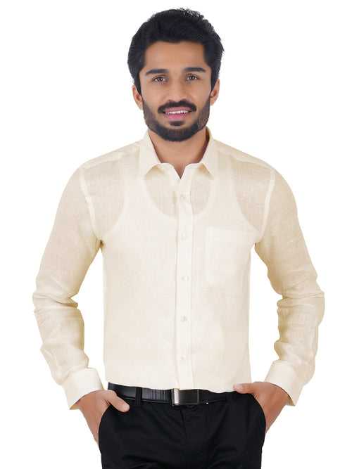 Mens Cotton Cream Shirt Celebrity