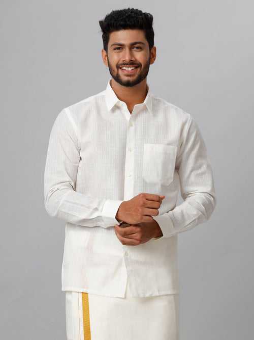 Mens Cotton Cream Shirt  Vivaham