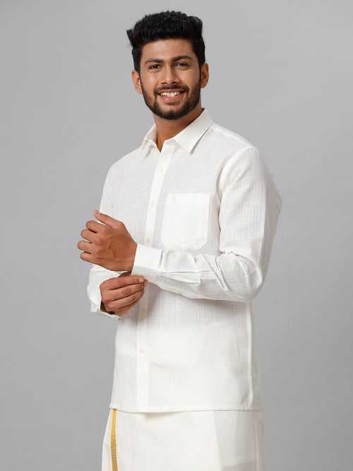 Mens Cotton Cream Shirt  Celebrity 2