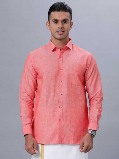 Mens Linen Cotton Formal Shirt Pink LF5