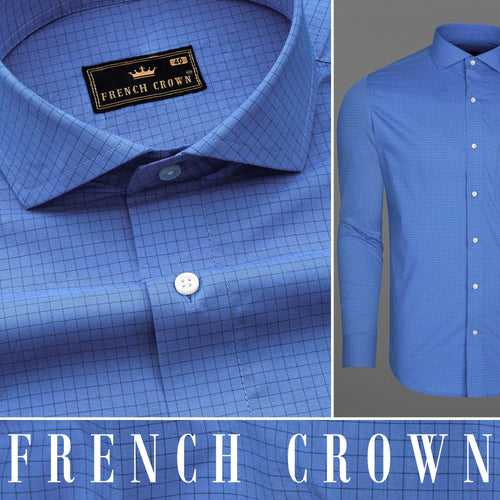 Mariner Blue Checkered Premium Cotton Shirt