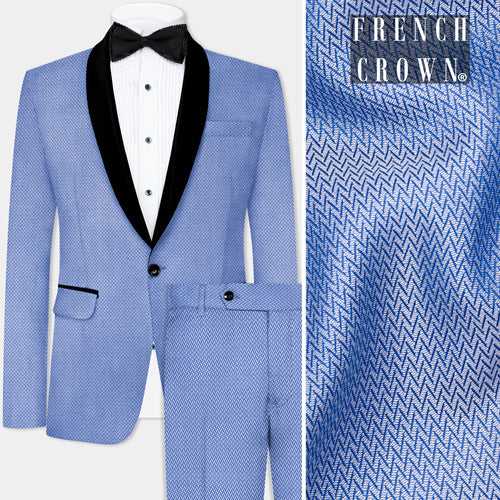 Carolina Blue Textured Tuxedo Suit