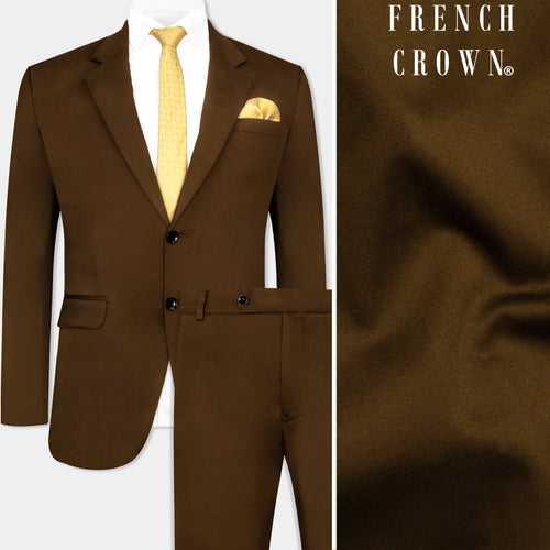 Metallic Bronze Brown Premium Cotton Stretchable traveler Suit