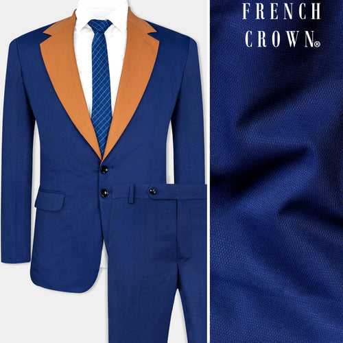Catalina Blue and Sienna Orange Wool Rich Designer Suit