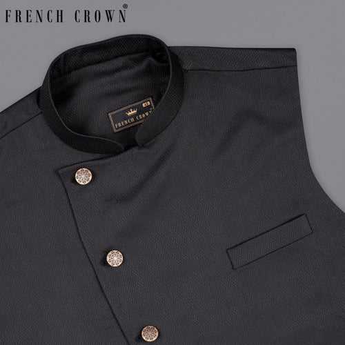 Jade Black Diamond Cross Placket Nehru Jacket