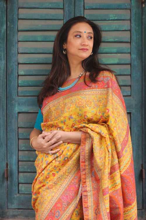 Yellow Jamewar Silk Saree