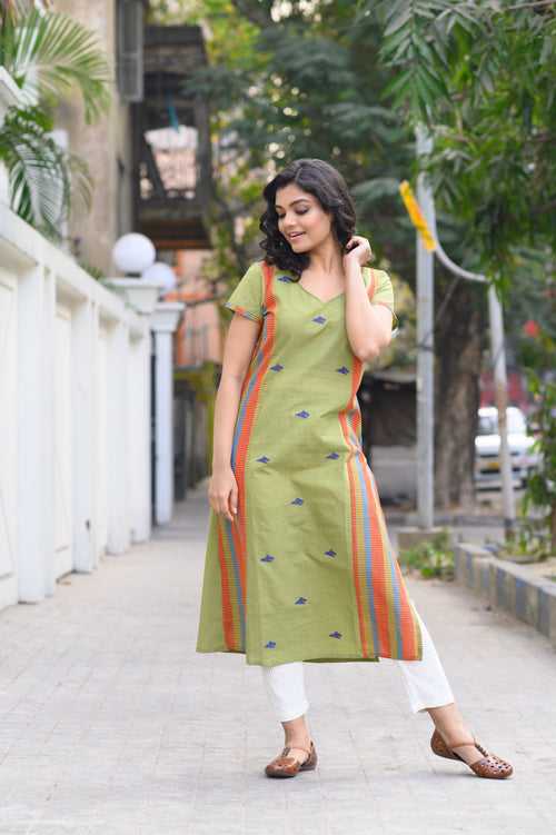 Green Xeuji Kurti