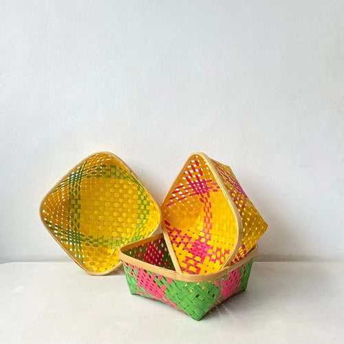 Square Tub Bamboo Basket (Set of 2)