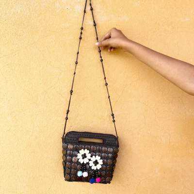 Pompoms mini handbag