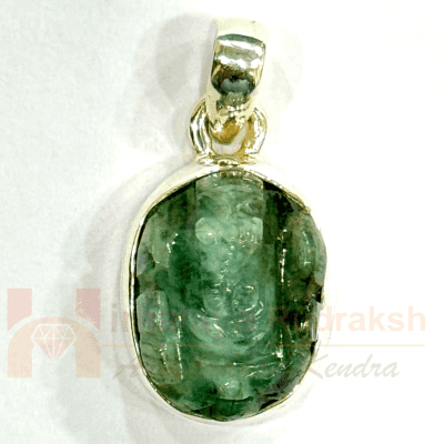Emerald Ganesh Silver Pendant