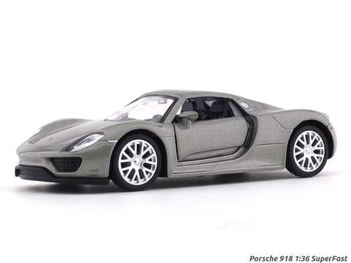 Porsche 918 grey 1:36 Super Fast pull back car scale model