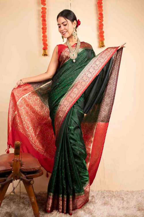 Ready To Wear  Banarasi Silk With Zari  Embroidery & Sequin all over Wrap In One Minute Saree