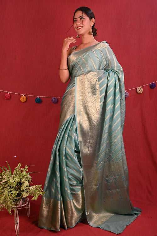 Ready To Wear Classic Georgette Silk with banarasi zari work and Brocade Border  Wrap in 1 minute saree