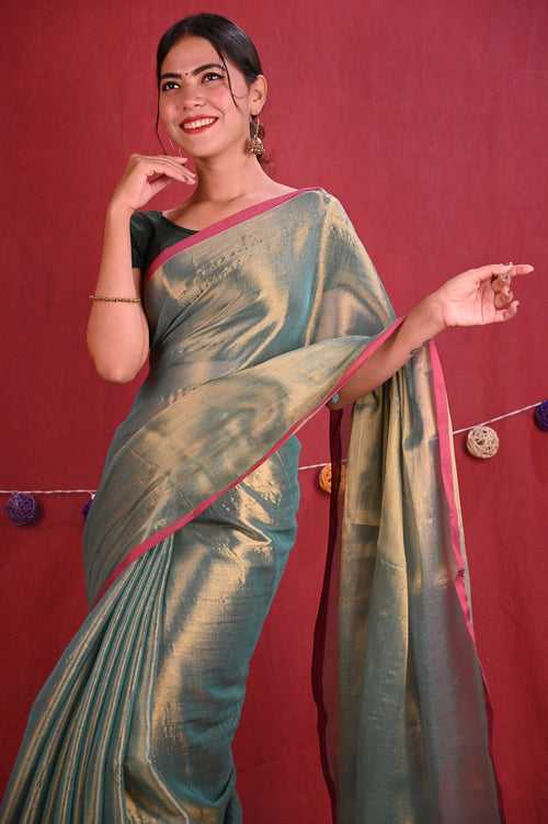 Ready To Wear Premium Organza Tissue Dhoop chaanv With Tassel On Pallu  Wrap in 1 minute saree