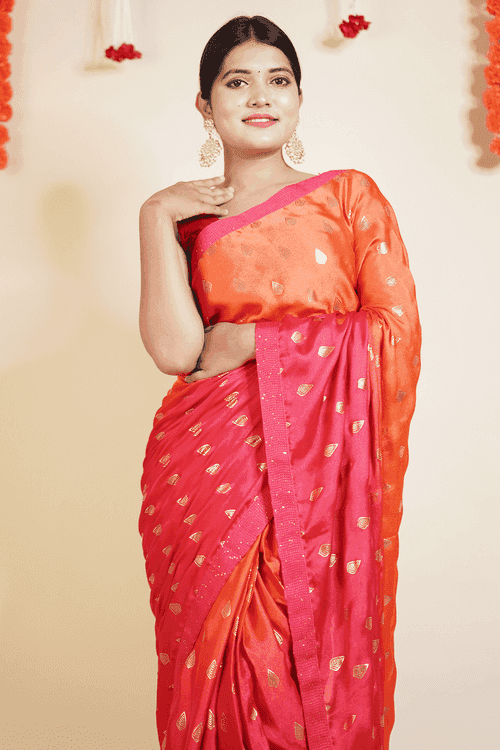Ready to wear saree in Ombre orange hues one minute saree