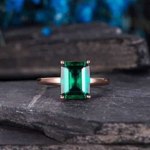 14Kt Gold Solitaire Gemstone Emerald Engagement/Wedding Ring