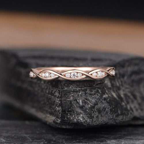 14Kt Gold Marquise Shape Half Eternity Twist Infinity Natural Diamond Band Engagement/Wedding Ring