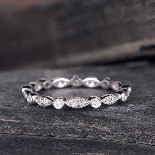 14Kt Gold Marquise Shape Full Eternity Natural Diamond Band Engagement/Wedding Ring
