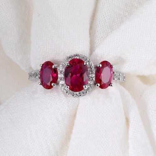 14Kt Gold Oval Shape Red Ruby, Natural Diamond Engagement/Wedding Ring
