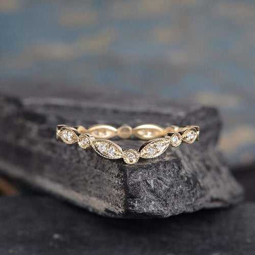 14Kt Gold Marquise Shape Chevron Eternity Natural Diamond Band Engagement/Wedding Ring
