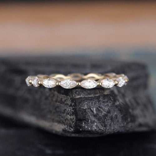 14Kt Gold Full Eternity Infinity Marquise Cut Natural Diamond Band Engagement/Wedding Ring