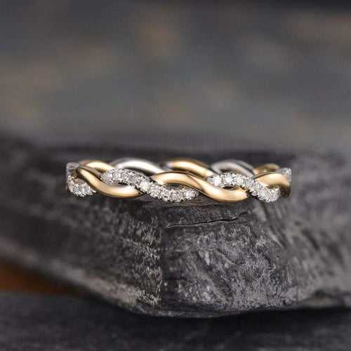 14Kt Gold Twist Full Eternity Infinity Natural Diamond Band Engagement/Wedding Ring