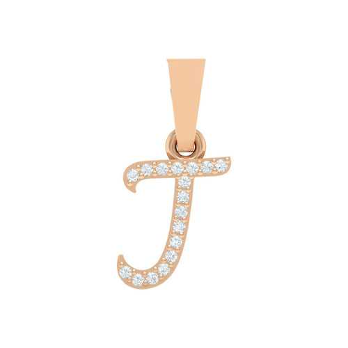 18Kt Gold Natural Diamond Pendant - Small 'j' Initial Letter