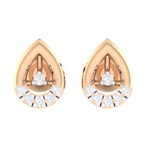 18Kt Gold Natural Diamond Stud Earring - Pear