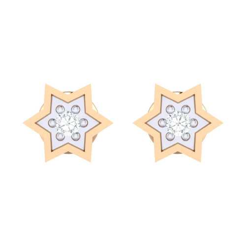 18Kt Gold Natural Diamond Stud Earring - Star