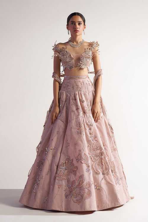 Peach Butterfly Lehenga