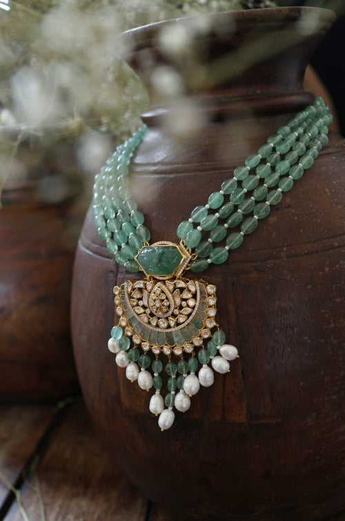 Amna Fluorite Silver Necklace Set