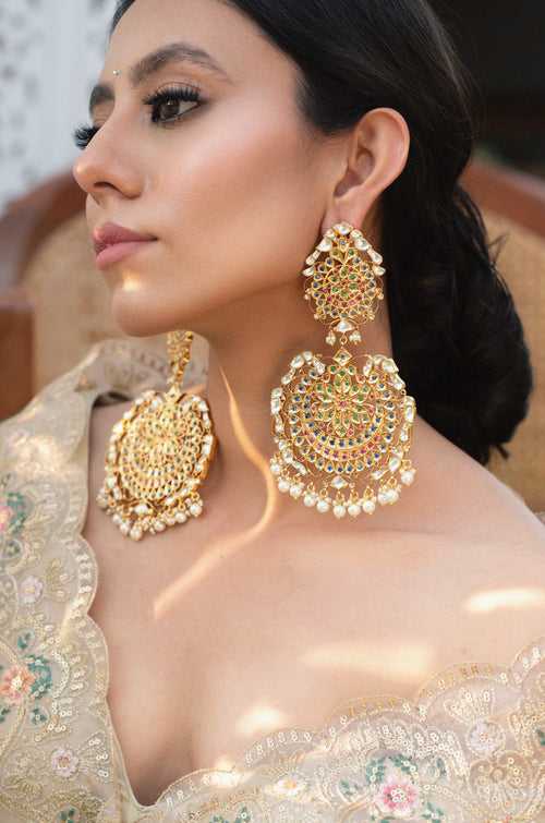 Deeza Multicolored Kundan Silver Earrings