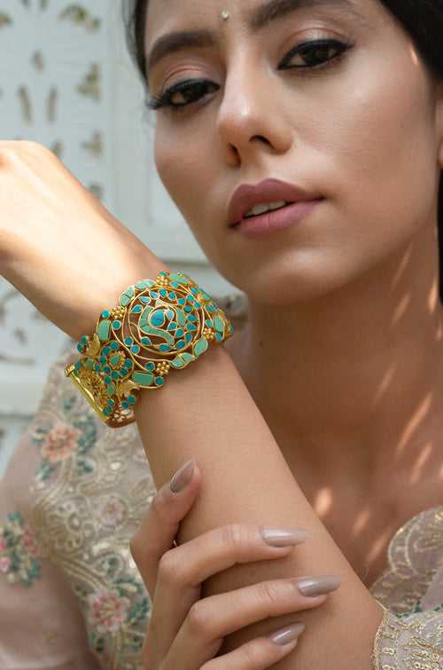 Netra Turquoise Silver Bangle