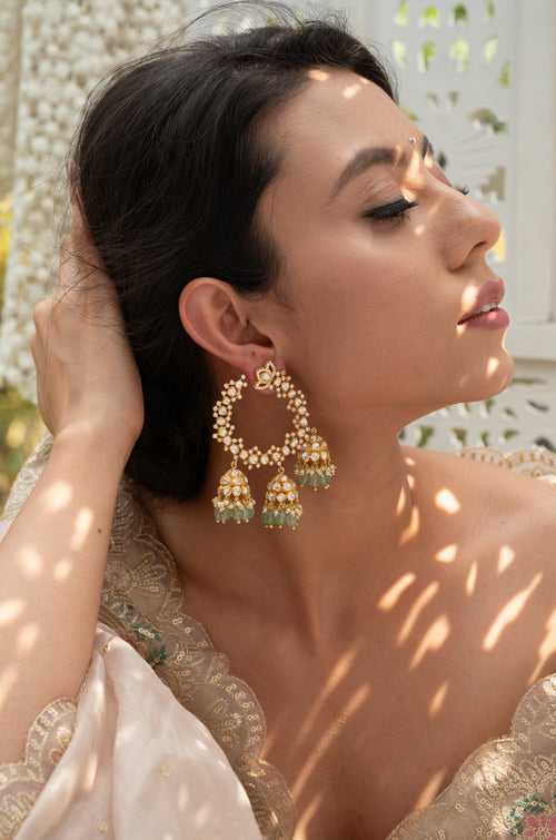 Eswari Polki Silver Hoop Earrings